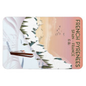 Französisches Pyrénées Ski Poster Magnet (Horizontal)