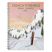 Französisches Pyrénées Ski Poster Notizblock (Vorderseite)