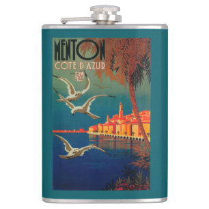 Französisches Riviera-Reise-Plakat # 1 Flachmann