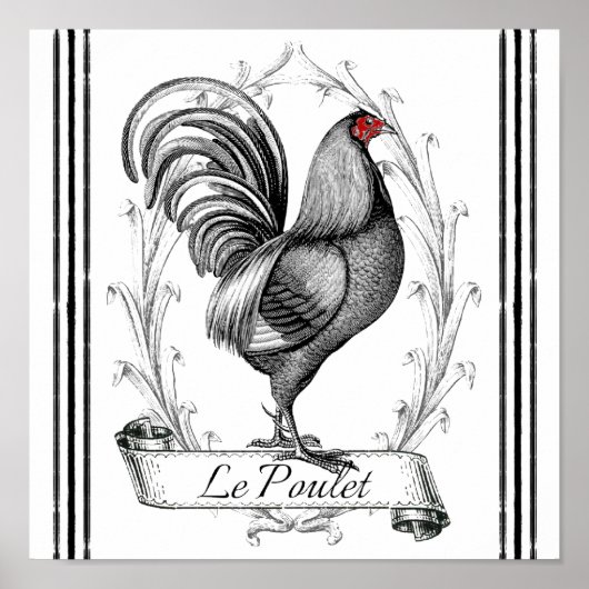 Französisches Rooster Le Poulet Poster (Vorne)