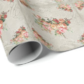 Französisches Schloss Vintag Rose Bouquet Tile Dec Geschenkpapier (Rolleneckpunkt)