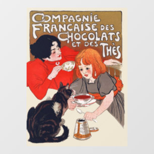 Französisches Schokolade Party Steinlen Art Fensteraufkleber
