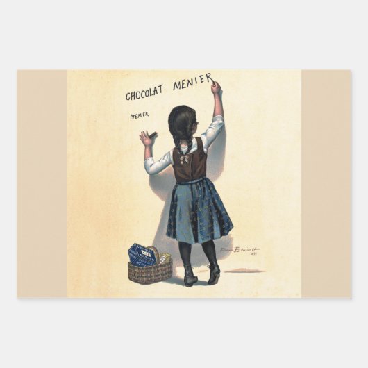 Französisches Schokolade Party Steinlen Art Geschenkpapier Set (Vorderseite 3)