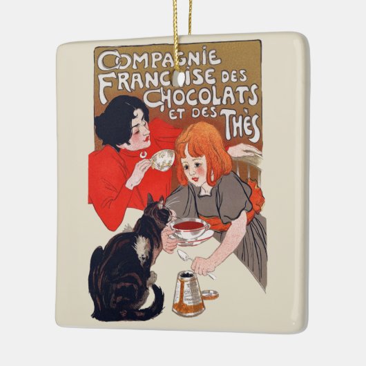 Französisches Schokolade Party Steinlen Art Keramikornament (Links)