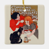 Französisches Schokolade Party Steinlen Art Keramikornament (Vorderseite)