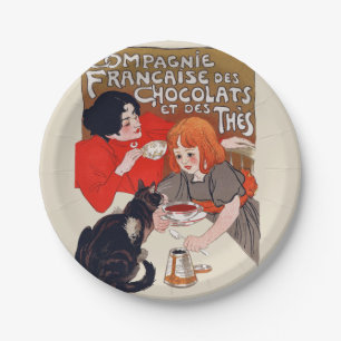 Französisches Schokolade Party Steinlen Art Pappteller