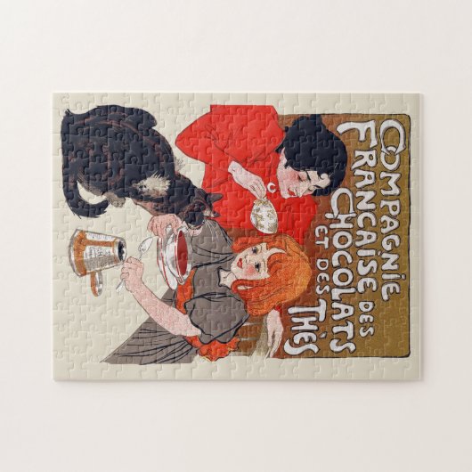 Französisches Schokolade Party Steinlen Art Puzzle (Horizontal)