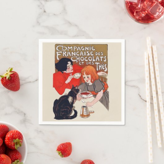 Französisches Schokolade Party Steinlen Art Serviette (Beispiel)