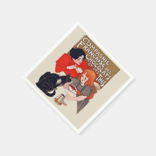 Französisches Schokolade Party Steinlen Art Serviette (Ecke)