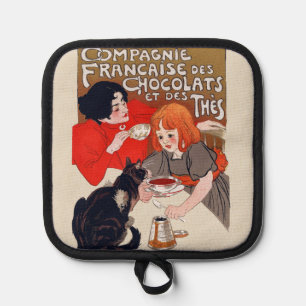 Französisches Schokolade Party Steinlen Art Topflappen