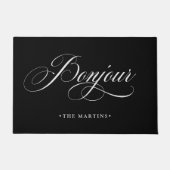 Französisches Schwarzweiss-Skript | Bonjour Fußmatte (Vorderseite)