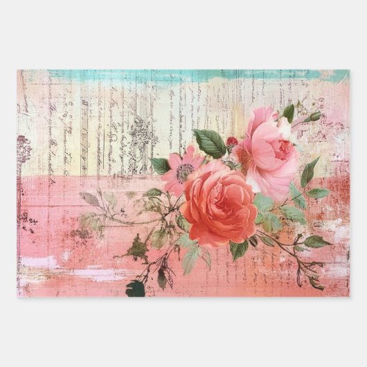 Französisches Shabby Chic-Muster Geschenkpapier Set (Vorderseite 3)