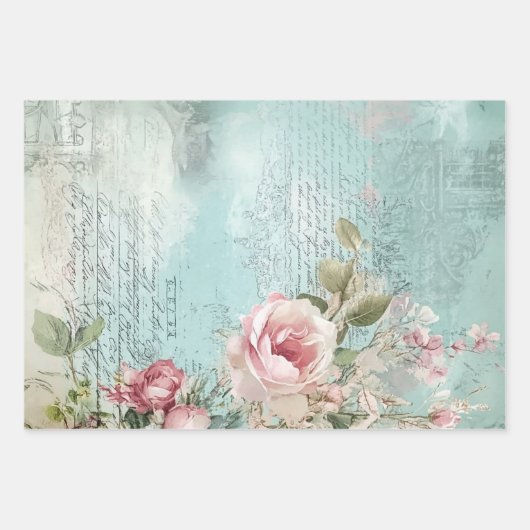 Französisches Shabby Chic-Muster Geschenkpapier Set (Vorderseite 2)