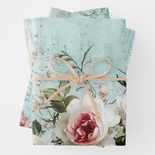 Französisches Shabby Chic-Muster Geschenkpapier Set (Beispiel)