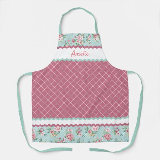 Französisches Shabby Chic Pastell Aquamarin Blue P Schürze (Vorderseite)