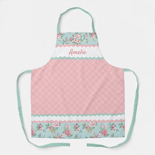 Französisches Shabby Chic Pastell Aquamarin Blue P Schürze (Vorderseite)
