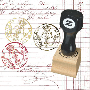 Französisches Siegel mit Kronen und Lilie Gummistempel