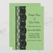 Französisches Spitzen Save the Date (grün) (Vorne/Hinten)