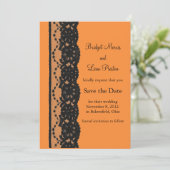 Französisches Spitzen Save the Date (orange) (Stehend Vorderseite)