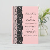 Französisches Spitzen Save the Date (pink) (Stehend Vorderseite)