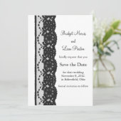 Französisches Spitzen Save the Date (weiß) (Stehend Vorderseite)