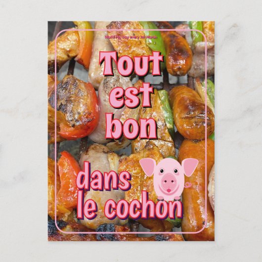 Französisches Sprichwort über Schweine Postkarte (Vorderseite)