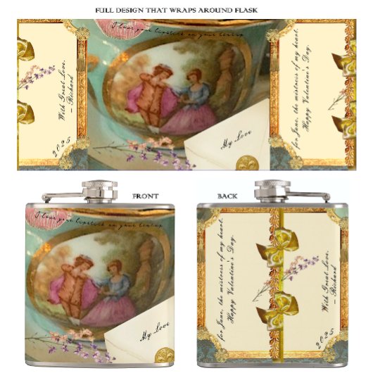 Französisches Teacup Flask Romantisches Geschenk Flachmann