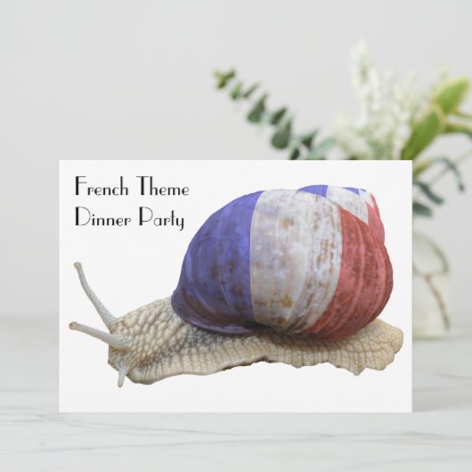 Französisches Thema-Abendessen-Party mit Schnecke Einladung (Stehend Vorderseite)