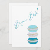 Französisches Thema Macarons Blue Boy Baby Dusche Einladung (Vorne/Hinten)