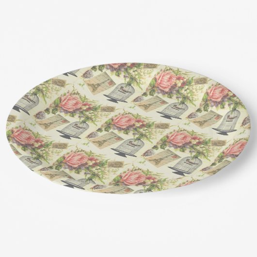 Französisches Thema Vintag Paris Papier Teller (Schrägansicht)