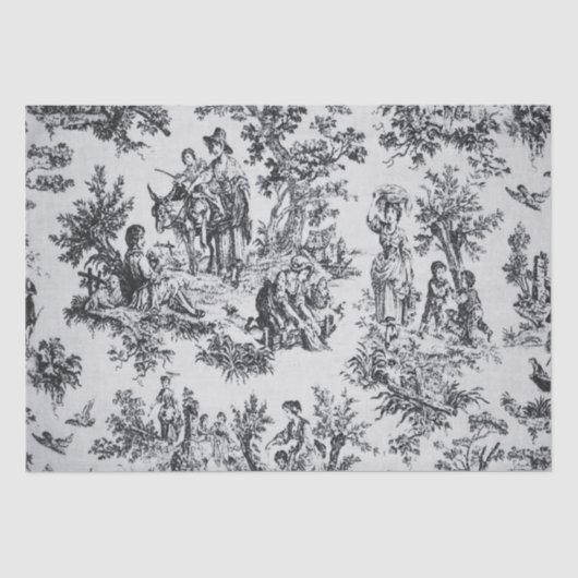 Französisches Toile de joues Schwarz-Weiß-Deco Seidenpapier (Vorderseite)