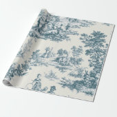 Französisches Toile de jousage green decoupage Geschenkpapier (Ungerollt)