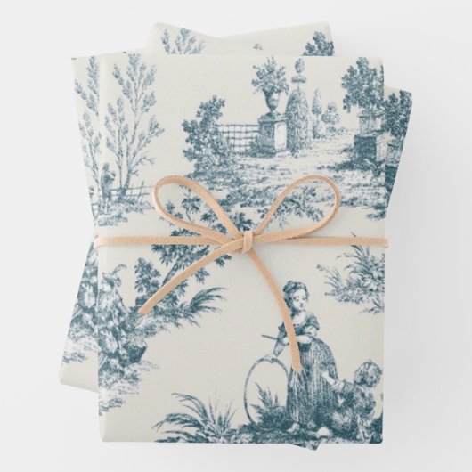 Französisches Toile de jousage green decoupage Geschenkpapier Set (Beispiel)