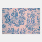 Französisches Toile de jouy blau und rosa Decodipa Geschenkpapier Set (Vorderseite 2)