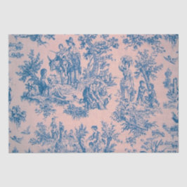 Französisches Toile de jouy blau und rosa Decodipa Seidenpapier