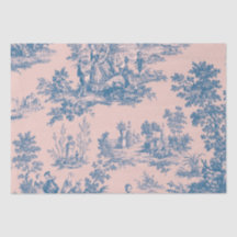 Französisches Toile de jouy blau und rosa Decodipa