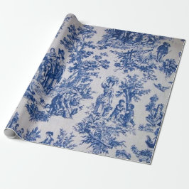Französisches Toile de jouy Blau-Weiß-Deco Geschenkpapier