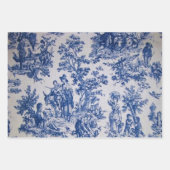 Französisches Toile de jouy Blau-Weiß-Deco Geschenkpapier Set (Vorderseite 2)
