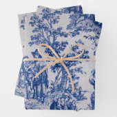 Französisches Toile de jouy Blau-Weiß-Deco Geschenkpapier Set (Beispiel)