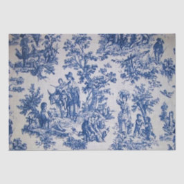 Französisches Toile de jouy Blau-Weiß-Deco Seidenpapier