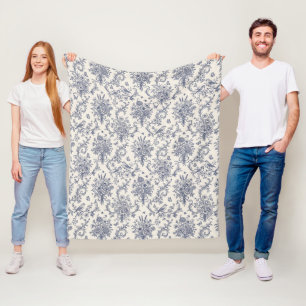 Französisches Toile de Jouy blaues Muster Chinosei Fleecedecke