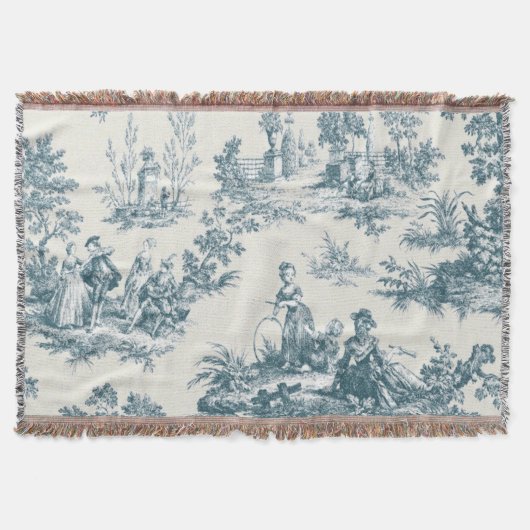 Französisches Toile de jouy sage grün elegant Decke (Vorderseite)
