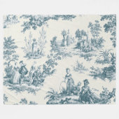 Französisches Toile de jouy sage grün elegant Fleecedecke (Vorderseite (Horizontal))