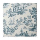 Französisches Toile de jouy sage grün elegant Fliese (Vorderseite)
