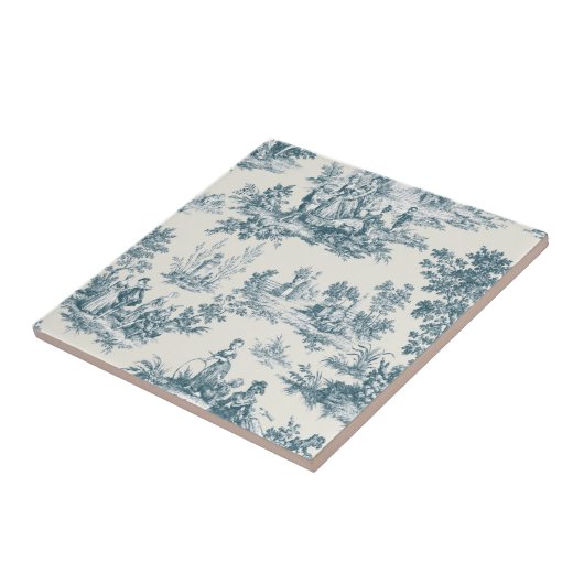 Französisches Toile de jouy sage grün elegant Fliese (Seite)