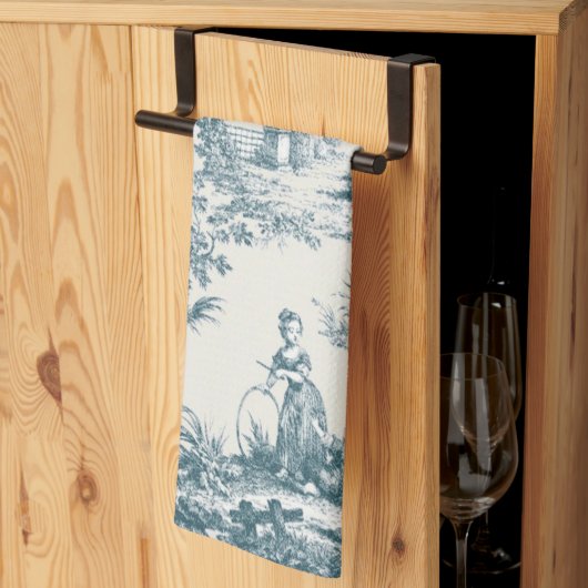 Französisches Toile de jouy sage grün elegant Geschirrtuch (Drittel gefaltet)