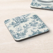 Französisches Toile de jouy sage grün elegant Getränkeuntersetzer (Linke Seite)