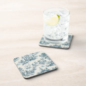 Französisches Toile de jouy sage grün elegant Getränkeuntersetzer (Rechte Seite)