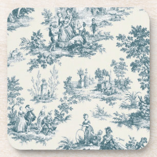Französisches Toile de jouy sage grün elegant Getränkeuntersetzer