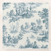 Französisches Toile de jouy sage grün elegant Glasuntersetzer (Vorderseite)